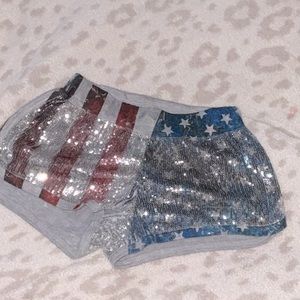 Kids size small sequence shorts American flag gray active patriotic Sophee short